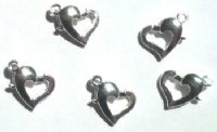 5 9mm Silver Finish Heart Lobster Clasps